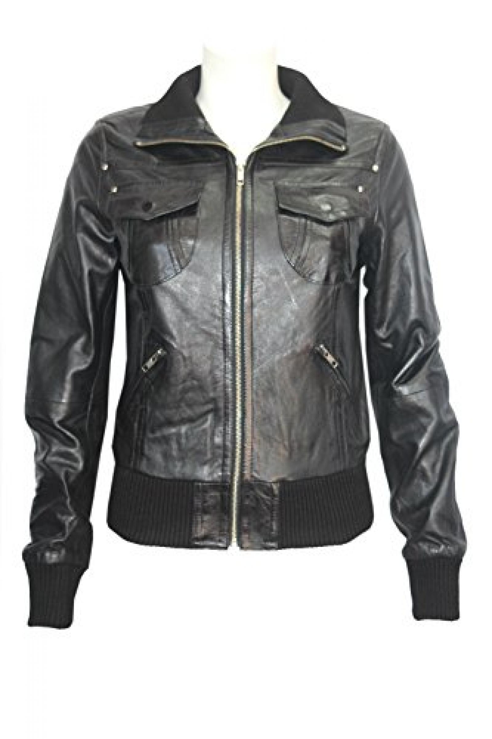 "Fusion" Ladies schwarz gewaschen Short Bomber Radfahrer-Motorrad- Stil Lederjacke "Fusion" Ladies schwarz gewaschen Short Bomber Radfahrer-Motorrad- Stil Lederjacke